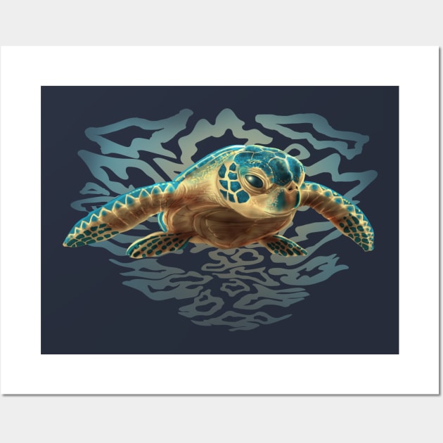 Baby Sea Turtle Wall Art by AyotaIllustration